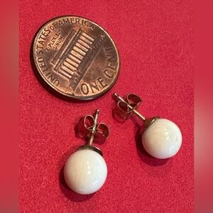 8mm Bone stud earrings w/ 14K gold filled posts & backs